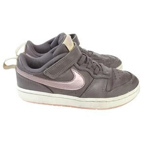 Nike Court Borough 2 Low Top Leather Sneakers Violet Purple Girls 13 Basketball
